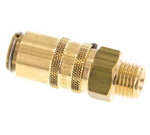 Brass DN 6 Mold Coupling Socket G 1/4 inch Male Threads Unlocking Protection Double Shut-Off