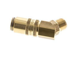 Brass DN 6 Mold Coupling Socket G 1/4 inch Male Threads Double Shut-Off 45-deg