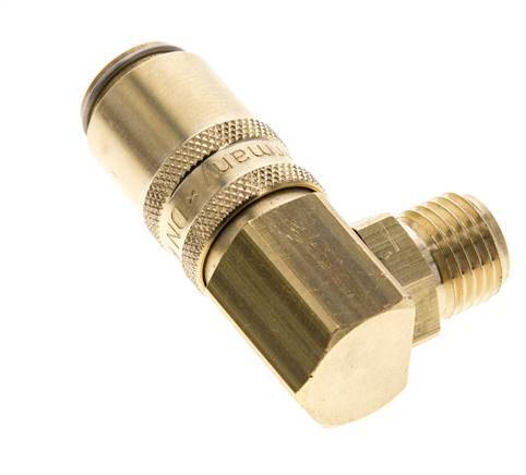 Brass DN 6 Mold Coupling Socket G 1/4 inch Male Threads Double Shut-Off 90-deg