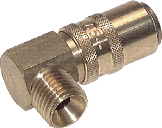 Acero inoxidable DN 6 Acoplamiento de moldes con rosca macho de 1/4 de pulgada con doble cierre de 90 grados