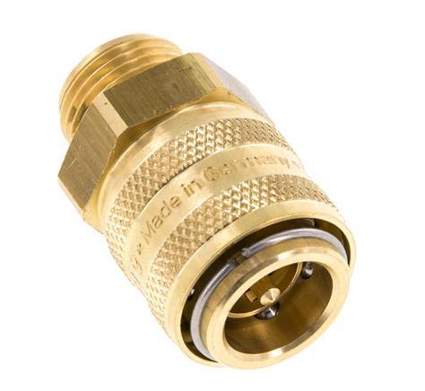 Brass DN 9 Mold Coupling Socket G 3/8 inch Male Threads Double Shut-Off