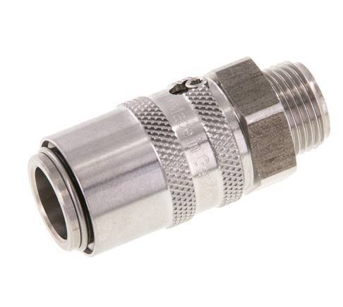 Acoplamiento de moldes de acero inoxidable DN 9 con rosca macho de 3/8 pulgadas de doble cierre