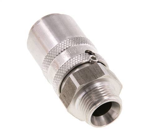 Acoplamiento de moldes de acero inoxidable DN 9 con rosca macho de 3/8 pulgadas de doble cierre