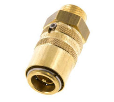 Brass DN 9 Mold Coupling Socket M16x1.5 Male Threads Unlocking Protection Double Shut-Off