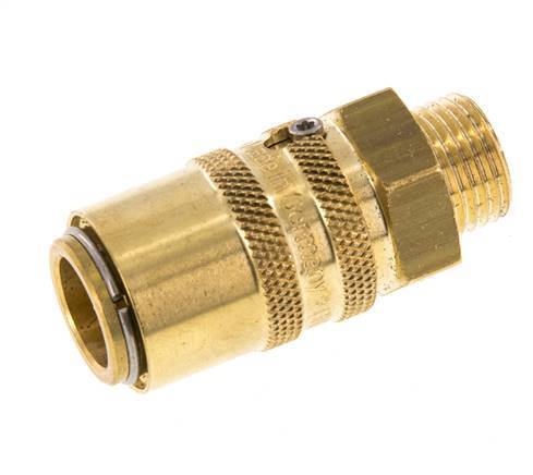 Brass DN 9 Mold Coupling Socket M16x1.5 Male Threads Unlocking Protection Double Shut-Off