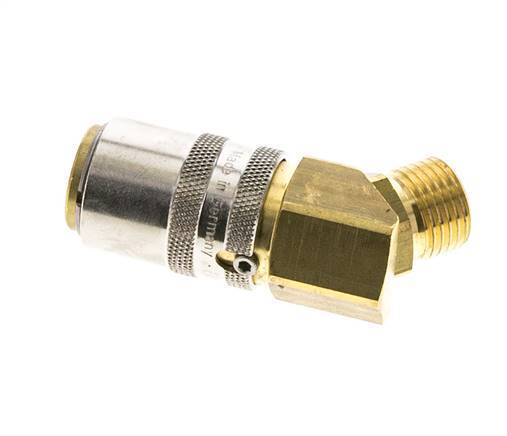 Brass DN 9 Mold Coupling Socket M16x1.5 Male Threads Unlocking Protection 45-deg