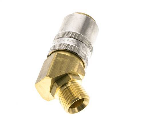 Brass DN 9 Mold Coupling Socket M16x1.5 Male Threads Unlocking Protection 45-deg
