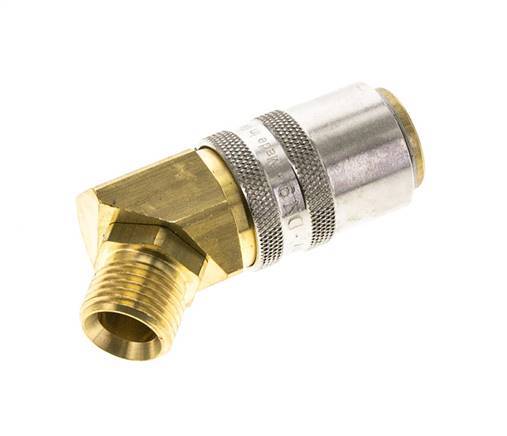 Brass DN 9 Mold Coupling Socket M16x1.5 Male Threads Unlocking Protection 45-deg