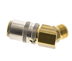 Brass DN 9 Mold Coupling Socket G 3/8 inch Male Threads Unlocking Protection 45-deg