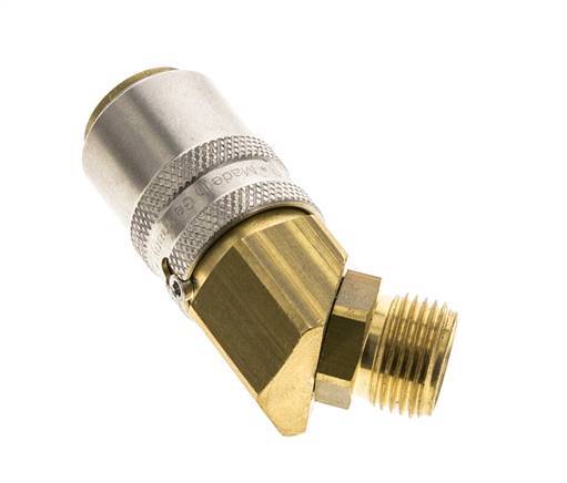 Brass DN 9 Mold Coupling Socket G 3/8 inch Male Threads Unlocking Protection 45-deg