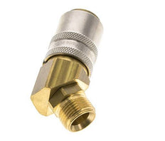 Brass DN 9 Mold Coupling Socket G 3/8 inch Male Threads Unlocking Protection 45-deg