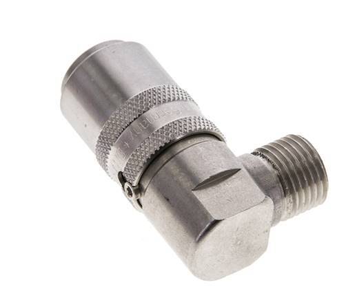 Acero inoxidable DN 9 Acoplamiento de moldes con rosca macho M16x1,5 de 90 grados