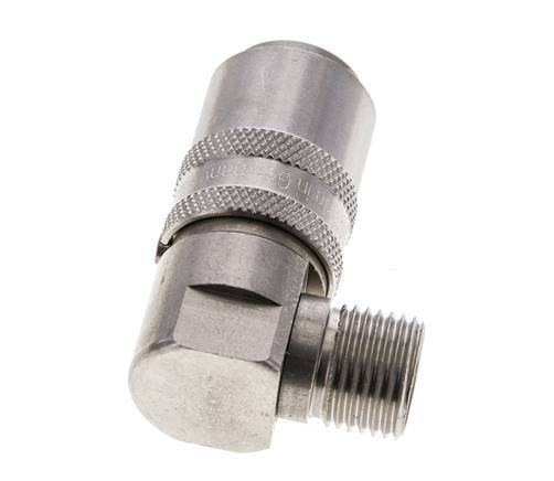 Acero inoxidable DN 9 Acoplamiento de moldes con rosca macho M16x1,5 de 90 grados