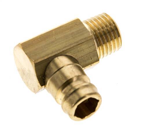 Brass DN 9 Mold Coupling Plug M14x1.5 Male Threads (Conical) 90-deg