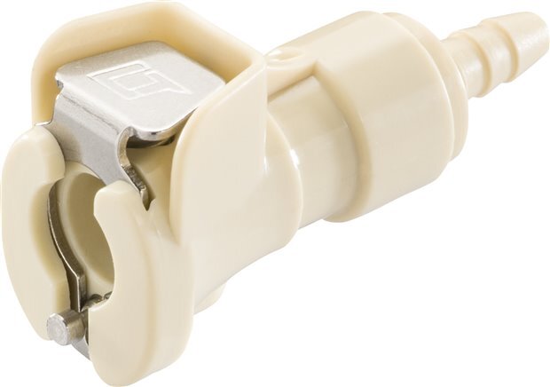 PP DN 3.2 Linktech Coupling Socket 6.4 mm Hose Pillar Double Shut-Off Beige 20 Series