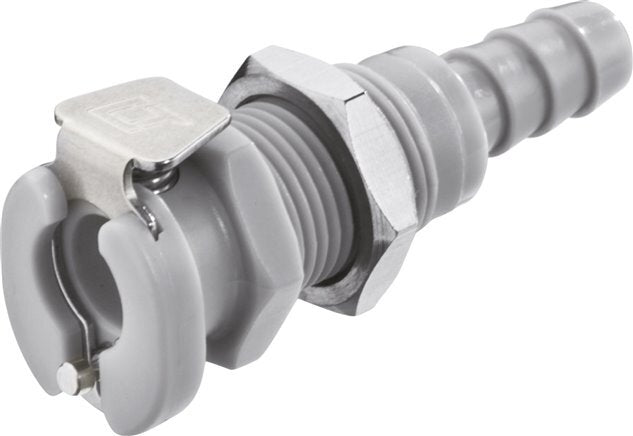 PP DN 3.2 Linktech Coupling Socket 3.2 mm Hose Pillar Bulkhead Double Shut-Off Grey 20 Series