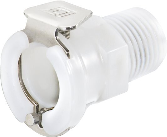 POM DN 6.4 Linktech Coupling Socket R 1/4 inch Male Threads Double Shut-Off 40 Series