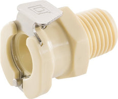 PP DN 6.4 Linktech Enchufe de acoplamiento 1/4 pulgada rosca NPT macho Doble cierre Serie 40 Beige