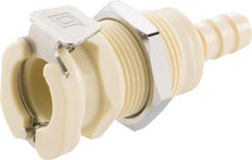 PP DN 6.4 Linktech Coupling Socket 9.5 mm Hose Pillar Bulkhead Double Shut-Off Beige 40 Series