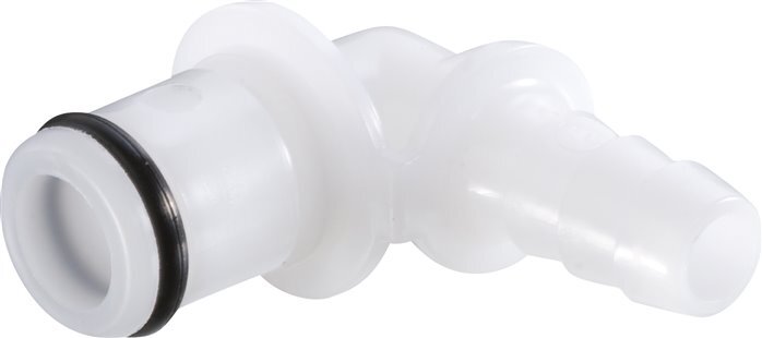 POM DN 6.4 Linktech Coupling Plug 6.4 mm Hose Pillar Double Shut-Off 90-deg 40 Series