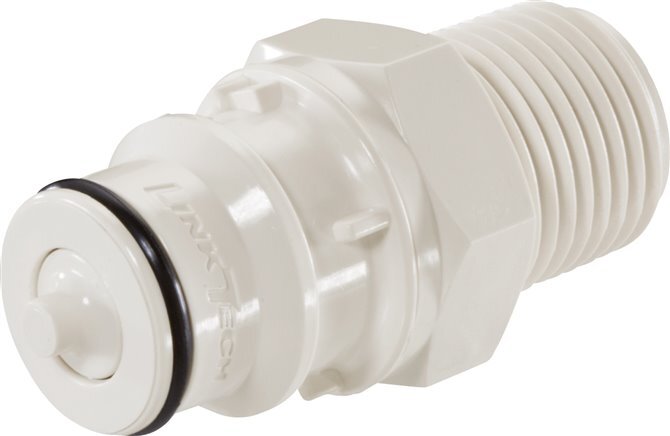 PSU DN 9.5 Linktech Coupling Plug 1/2 inch Male NPT Threads Double Shut-Off 60 Series