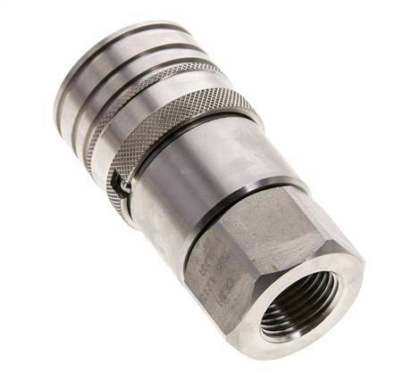 Stainless Steel DN 12 Flat Face Hydraulic Socket G 1/2 inch Female Threads ISO 16028 CEJN D 24.5mm