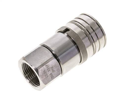 Stainless Steel DN 12 Flat Face Hydraulic Socket G 3/4 inch Female Threads ISO 16028 CEJN D 24.5mm