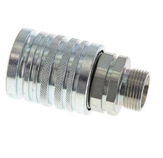 Steel DN 12.5 Hydraulic Coupling Socket 15 mm L Compression Ring ISO 7241-1 A/8434-1 D 20.5mm