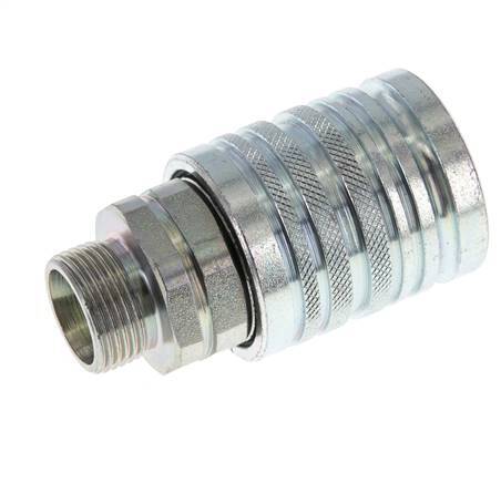 Steel DN 12.5 Hydraulic Coupling Socket 15 mm L Compression Ring ISO 7241-1 A/8434-1 D 20.5mm