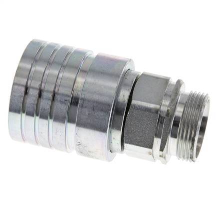 Steel DN 25 Hydraulic Coupling Socket 28 mm L Compression Ring ISO 7241-1 A/8434-1 D 34.3mm