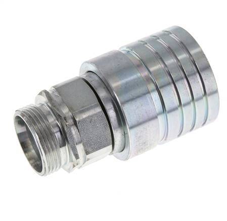 Steel DN 25 Hydraulic Coupling Socket 28 mm L Compression Ring ISO 7241-1 A/8434-1 D 34.3mm