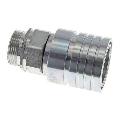 Steel DN 25 Hydraulic Coupling Socket 28 mm L Compression Ring ISO 7241-1 A/8434-1 D 34.3mm