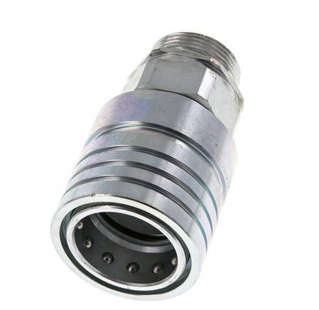 Steel DN 25 Hydraulic Coupling Socket 28 mm L Compression Ring ISO 7241-1 A/8434-1 D 34.3mm
