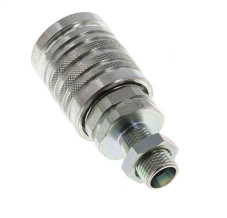 Acero DN 12.5 Acoplamiento hidráulico Enchufe 10 mm L Anillo de compresión Mampara ISO 7241-1 A/8434-1 D 20.5mm