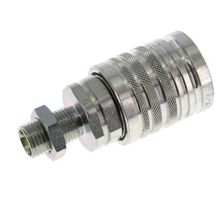 Acero DN 12.5 Acoplamiento hidráulico Enchufe 10 mm L Anillo de compresión Mampara ISO 7241-1 A/8434-1 D 20.5mm