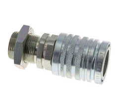 Acero DN 12.5 Acoplamiento hidráulico Enchufe 18 mm L Anillo de compresión Mampara ISO 7241-1 A/8434-1 D 20.5mm