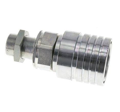 Acero DN 25 Acoplamiento hidráulico Enchufe 18 mm L Anillo de compresión Mampara ISO 7241-1 A/8434-1 D 34,3mm