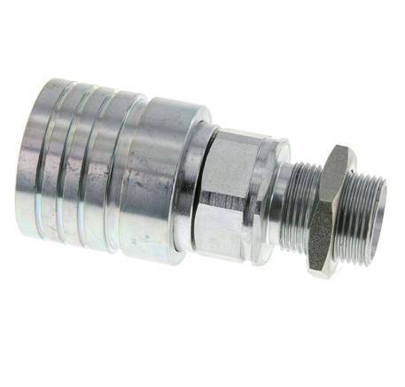 Acero DN 25 Acoplamiento hidráulico Enchufe 22 mm L Anillo de compresión Mampara ISO 7241-1 A/8434-1 D 34,3mm
