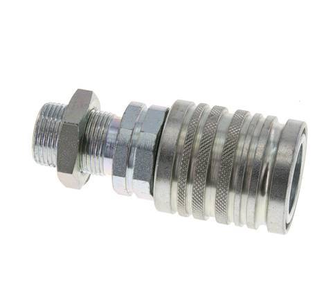 Acero DN 12.5 Acoplamiento hidráulico Enchufe 14 mm S Anillo de compresión Mampara ISO 7241-1 A/8434-1 D 20.5mm