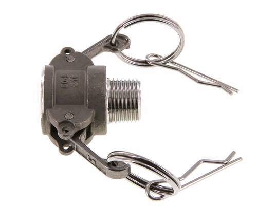 Acoplamiento de acero inoxidable Camlock DN 15 (1/2'') R 1/2'' rosca macho tipo B MIL-C-27487