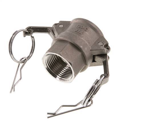 Acoplamiento de acero inoxidable Camlock DN 25 (1'') Rp 1'' Rosca Hembra Tipo D MIL-C-27487
