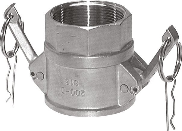 Acoplamiento de aluminio Camlock DN 140 (6'') Rp 6'' Rosca Hembra Tipo D MIL-C-27487