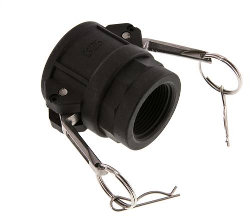 Acoplamiento de polipropileno Camlock DN 40 (1 1/2'') Rp 1 1/4'' Rosca hembra Tipo D MIL-C-27487