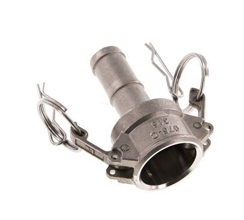 Acoplamiento de acero inoxidable Camlock DN 20 (3/4'') Pilar de manguera (19 mm) Tipo C MIL-C-27487