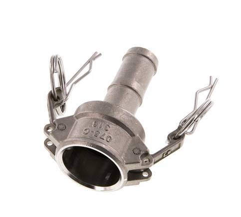 Acoplamiento de acero inoxidable Camlock DN 20 (3/4'') Pilar de manguera (19 mm) Tipo C MIL-C-27487