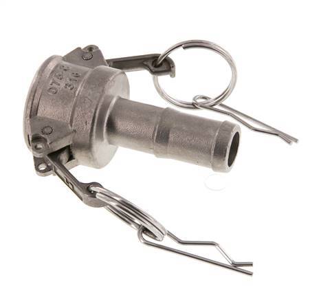 Acoplamiento de acero inoxidable Camlock DN 20 (3/4'') Pilar de manguera (19 mm) Tipo C MIL-C-27487
