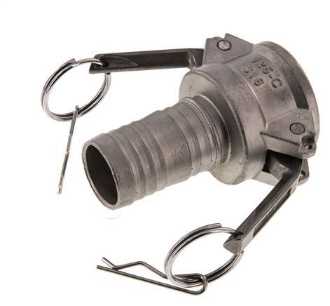 Acoplamiento de acero inoxidable Camlock DN 32 (1 1/4'') Pilar de manguera (32 mm) Tipo C MIL-C-27487