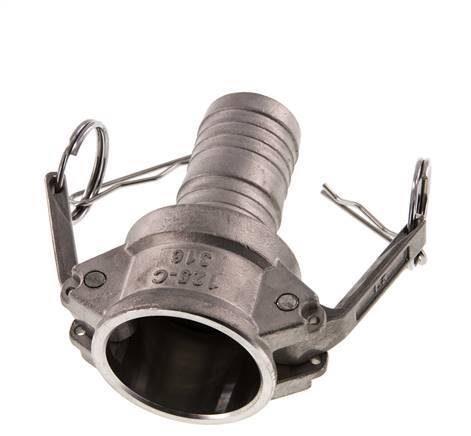 Acoplamiento de acero inoxidable Camlock DN 32 (1 1/4'') Pilar de manguera (32 mm) Tipo C MIL-C-27487
