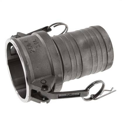 Acoplamiento de acero inoxidable Camlock DN 60 (2 1/2'') Pilar de manguera (63 mm) Tipo C MIL-C-27487