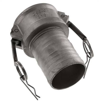 Acoplamiento de acero inoxidable Camlock DN 60 (2 1/2'') Pilar de manguera (63 mm) Tipo C MIL-C-27487